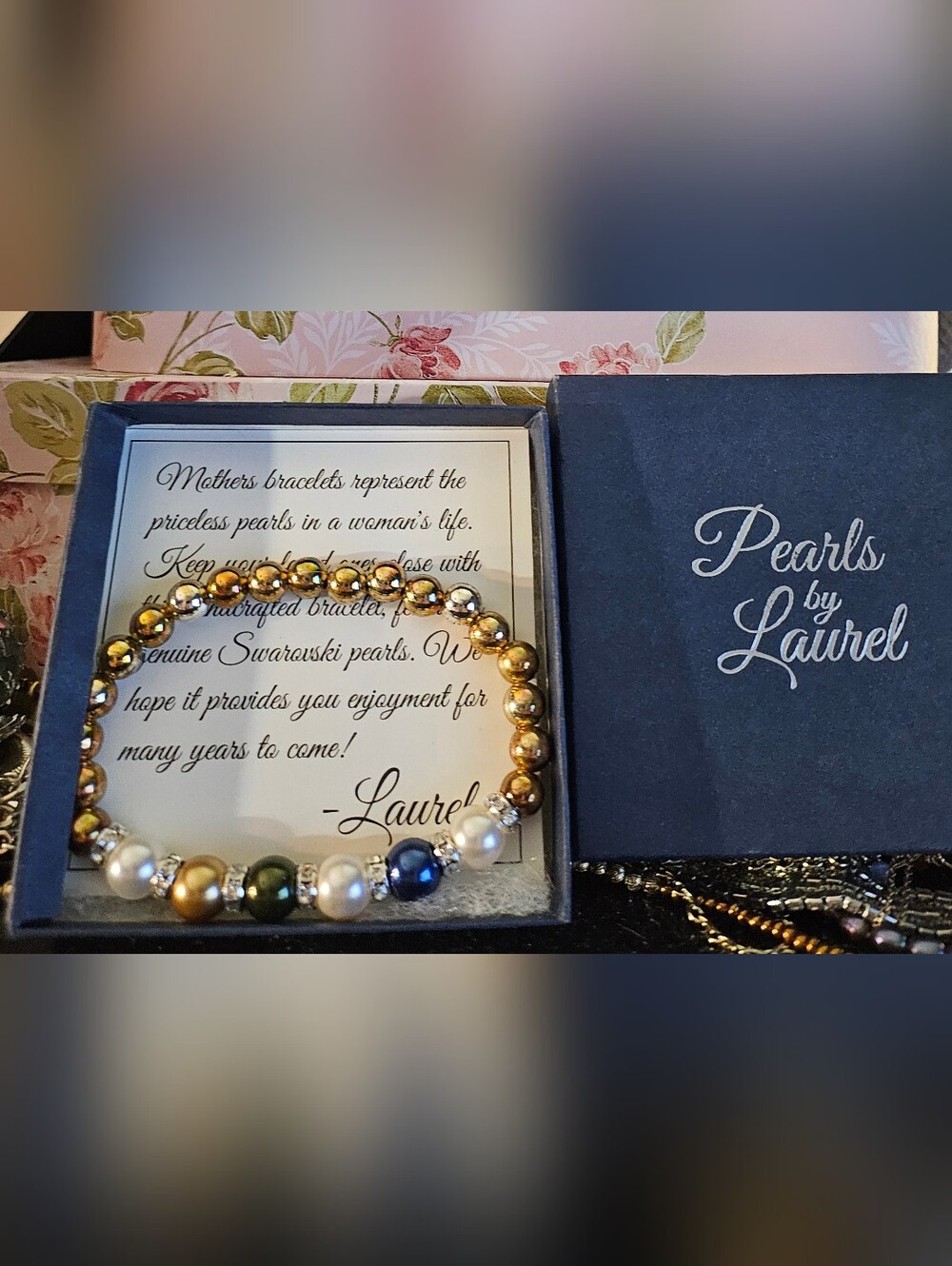 Beautiful 7.75" Pearls by Laurel Mother's Bracelet Genuine Swarovski Pearls NIB